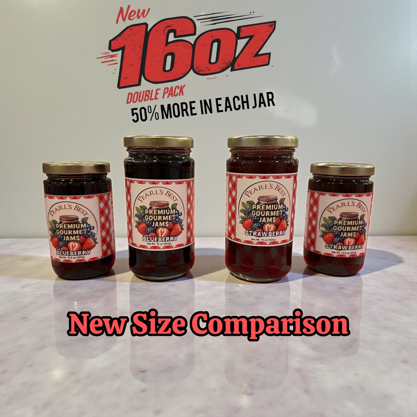 Jam- 16oz 50% More Double Pack 250 Year Anniversary Celebration Edition. Strawberry Burst and Red White & Blue Berry ❤️YumYum