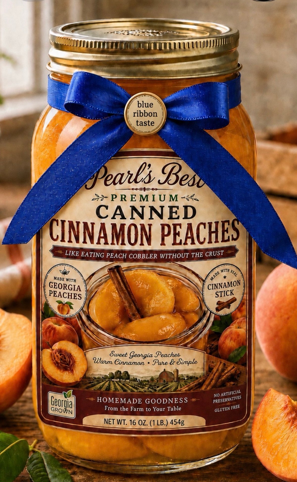 Pearl’s Best Award Winning Premium Georgia Cinnamon Peaches 16oz
