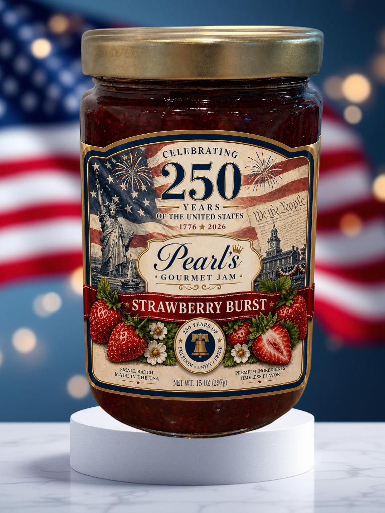 Jam- Limited Edition 16oz Strawberry Burst Honoring the 250th Anniversary of the Independence of the United States of America.