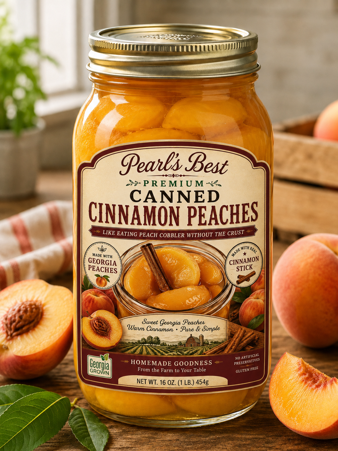 Pearl’s Best Award Winning Premium Georgia Cinnamon Peaches 16oz